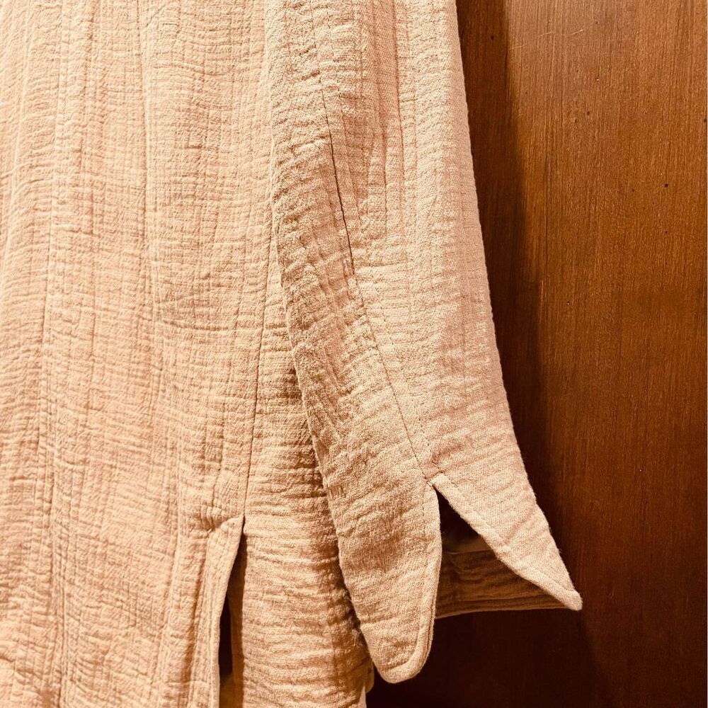 ~ Madewell Sm Boho Linen Blazer Beachy Coastal Cotton Blend Gauzy Relaxed Tan - Picture 8 of 10